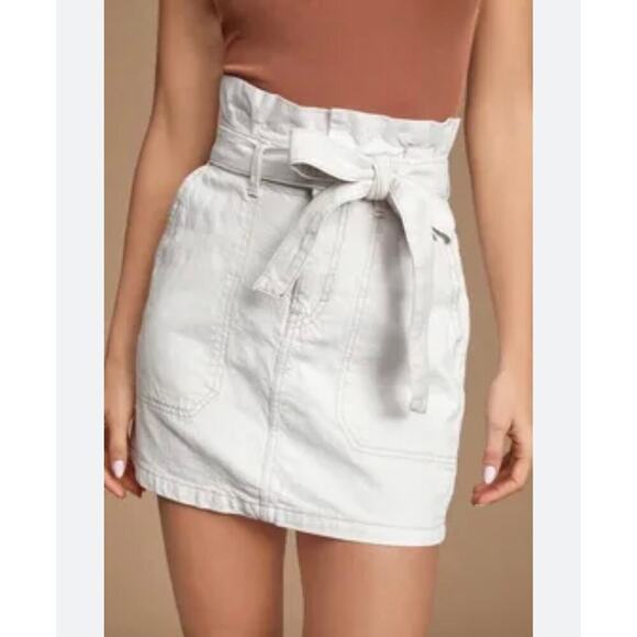 Free People Dresses & Skirts - Free People White Paper Bag Waist Denim Cloth Belt Skirt